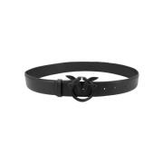 Zijdezachte leren riem met Love Birds gesp Pinko , Black , Dames