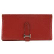 Pre-owned Fabric wallets Hermès Vintage , Red , Dames