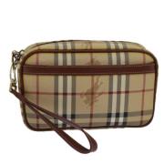 Pre-owned Leather clutches Burberry Vintage , Beige , Dames