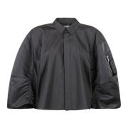 Poplin Twill Shirt in Katoen Nylon Sacai , Black , Dames