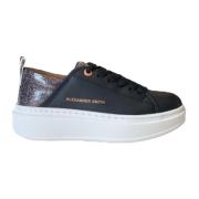 Zwarte leren sneaker met glitterdetail Alexander Smith , Black , Dames