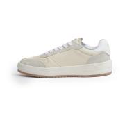 Beige Leren Sneakers met Grijze Suède Philippe Model , Beige , Dames