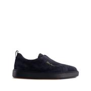 Blauwe Geborduurde Slip-On Sneakers Santoni , Blue , Heren