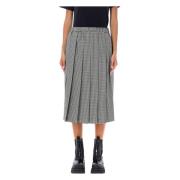 Gingham Geplooide Midi Rok Zwart/Wit Comme des Garçons , Black , Dames