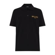 Polo met bedrukt logo Balmain , Black , Heren