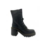 Leren Plateau Enkellaarzen met Uitlopende Hak Dr. Martens , Black , Da...