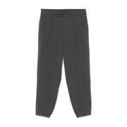 Grijze Wollen Blend Broek met Elastische Tailleband Emporio Armani , G...