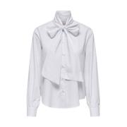 Strik Detail Lange Mouw Blouse Only , White , Dames