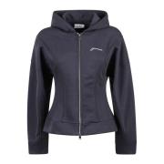 Warme Rits Hoodie voor Koud Weer Ganni , Blue , Dames