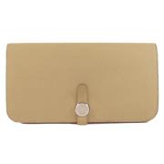 Pre-owned Leather wallets Hermès Vintage , Beige , Dames