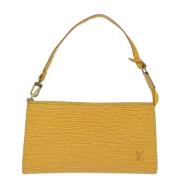 Pre-owned Leather clutches Louis Vuitton Vintage , Yellow , Dames