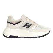 Witte stof zwarte sneakers Hogan , White , Dames