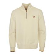 Half-Zip Sweatshirt met Logo Borduursel Fred Perry , Beige , Heren