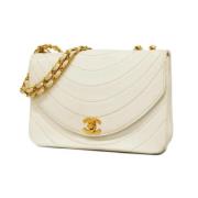 Pre-owned Leather chanel-bags Chanel Vintage , White , Dames