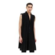 Geplooide Staande Kraag Lang Vest Issey Miyake , Black , Heren