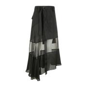 Zwarte Stof Combo Rok Sacai , Black , Dames