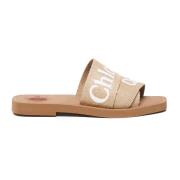 Woestijn Beige Linnen Sandalen Chloé , Beige , Dames