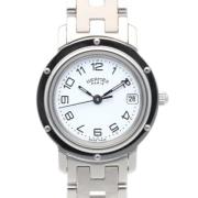 Pre-owned Stainless Steel watches Hermès Vintage , White , Dames