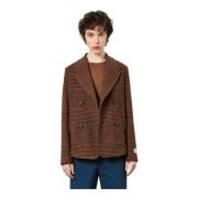 Wollen Peacoat met Hoornknopen Massimo Alba , Brown , Dames