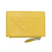 Pre-owned Leather wallets Prada Vintage , Yellow , Dames