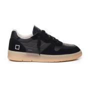 Zwarte Leren Sneakers met Logodetail D.a.t.e. , Black , Heren