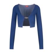 Blauwe Cropped Vest met Metalen Sluiting Diesel , Blue , Dames