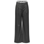 Elegante Wijde Pinstripe Broek Only , Gray , Dames