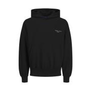 Achtergrond Grafische Sweater Hood Zwart Jack & Jones , Black , Heren