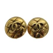 Pre-owned Metal earrings Chanel Vintage , Yellow , Dames