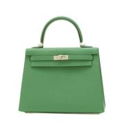 Pre-owned Leather handbags Hermès Vintage , Green , Dames