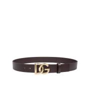 Luxe Leren Riem Moro Aw24 Dolce & Gabbana , Brown , Dames