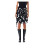 Tartan Mesh Mini Rok Zwart Wit Jean Paul Gaultier , Black , Dames