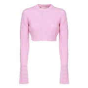 Roze Katoenen Trui Ronde Hals Crop-top Max Mara , Pink , Dames