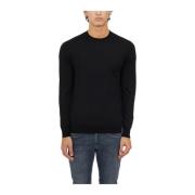 Wollen Crewneck Trui Paolo Pecora , Black , Heren