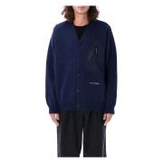 Blauwe Gebreide Cardigan Aw24 And Wander , Blue , Heren