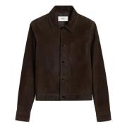 Stijlvolle Overshirt voor Mannen Ami Paris , Brown , Heren