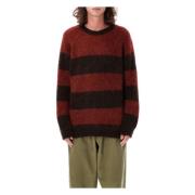 Gestreepte Mohair Trui Rood Bruin YMC You Must Create , Multicolor , H...