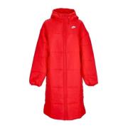 Rood/Wit Lange Dons Parka Jas Nike , Red , Dames