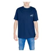 Blauw Bedrukt Kortemouw T-Shirt Tommy Hilfiger , Blue , Heren