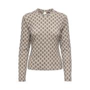 Bloemen hoge hals top in zwart Only , Brown , Dames