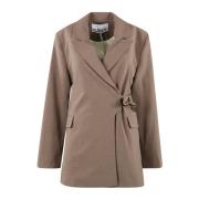 Melange Knoopceintuur Blazer Ganni , Brown , Dames