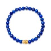 Mens Wristband with Blue Lapis and Gold Skull Nialaya , Yellow , Heren