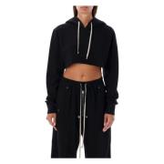 Zwarte Cropped Hoodie Gebreide kleding Aw24 Rick Owens , Black , Dames