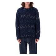 Navy Gespikkeld Gebreide Trui Aw24 YMC You Must Create , Blue , Heren