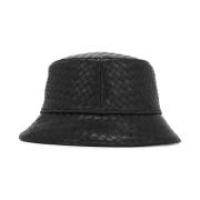 Zwarte Leren Bucket Hat Bottega Veneta , Black , Dames