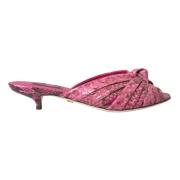 Exotische leren kittenhak sandalen Dolce & Gabbana , Pink , Dames