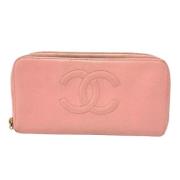 Pre-owned Leather wallets Chanel Vintage , Pink , Dames