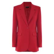 Elegant Single-Breasted Jacket, Viscose Blend Kocca , Red , Dames