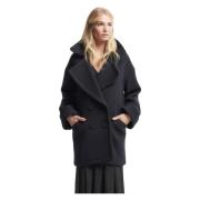 Wollen jas met bedekte knopen Kocca , Black , Dames