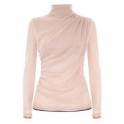 Draped Polo Neck T-shirt Kocca , Beige , Dames